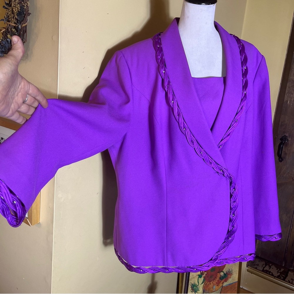 STELLA LOUISE for KB sz 22W Elegant Wedding Blazer Purple Rhinestone SatinWeave